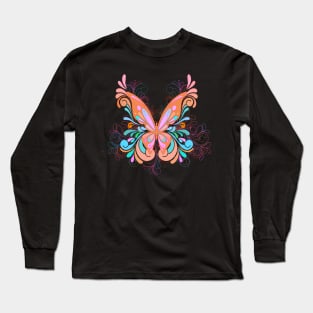 Elegant Butterfly, Orange Long Sleeve T-Shirt